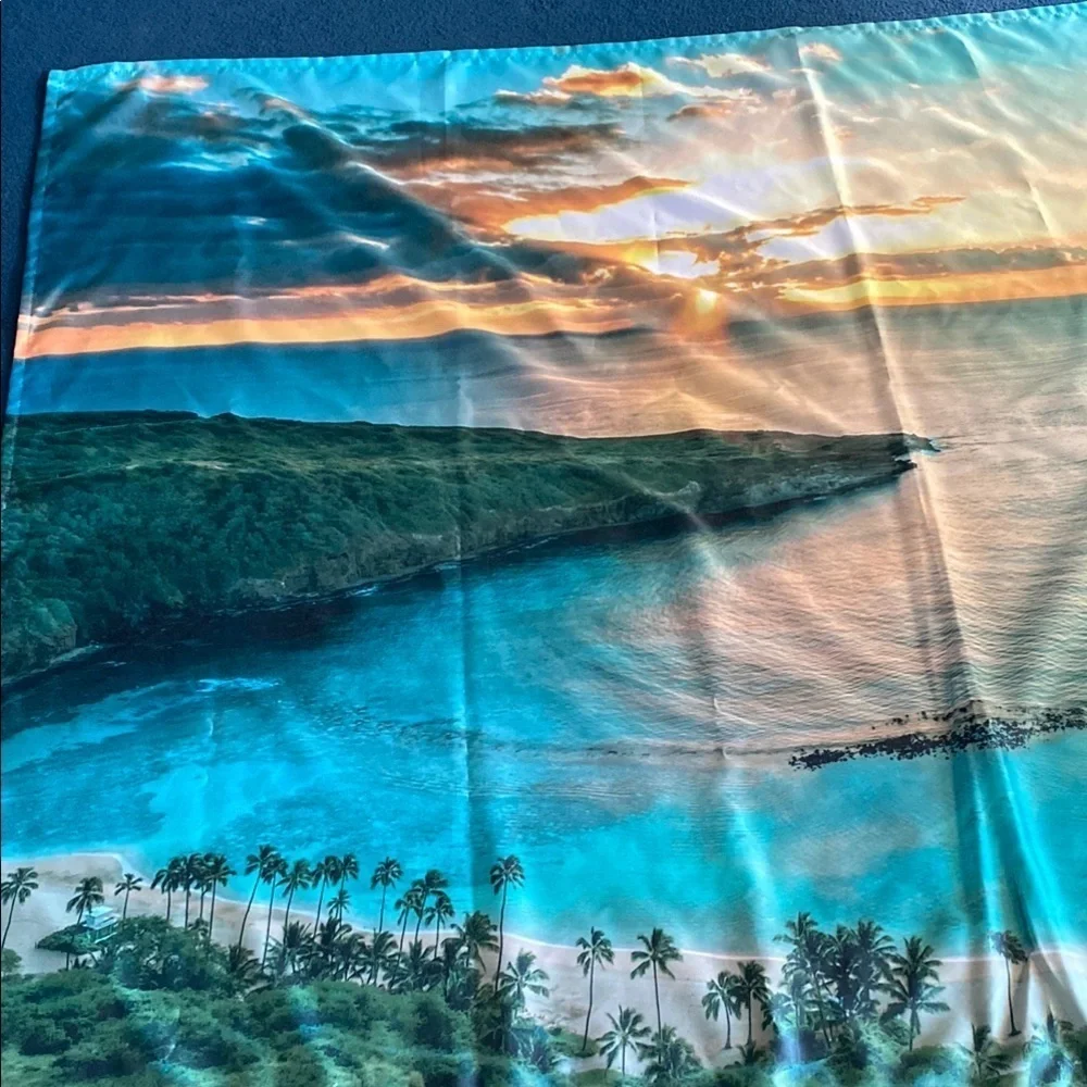 Party Summer Backdrop Tropical Beach 80x60 Background Blue Sea & Birthdays